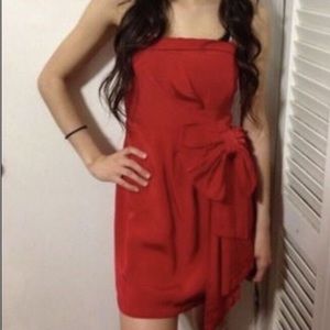 Forever 21 Formal Strapless Mini Dress Red Bow Ribbon XS